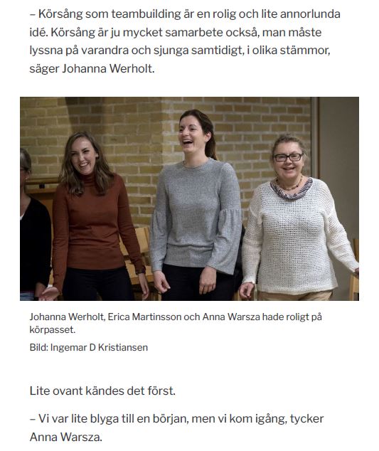 Ellen Sörensen vocallife sydsvsnskan teambuilding med körsång